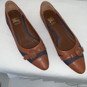 Burberry denim and leather flats